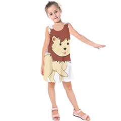 Happy Cartoon Baby Lion Kids  Sleeveless Dress by Catifornia