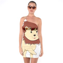 Happy Cartoon Baby Lion One Soulder Bodycon Dress by Catifornia