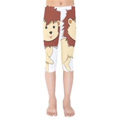 Happy Cartoon Baby Lion Kids  Capri Leggings  by Catifornia