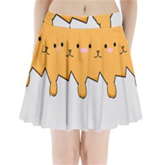 Yellow Cat Egg Pleated Mini Skirt by Catifornia