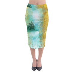 Turquoise River Midi Pencil Skirt by digitaldivadesigns