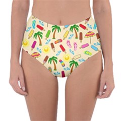 Beach Pattern Reversible High-waist Bikini Bottoms by Valentinaart