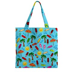 Beach Pattern Zipper Grocery Tote Bag by Valentinaart