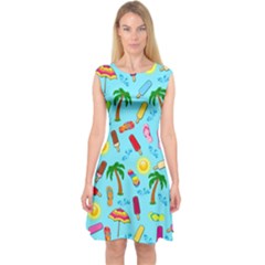 Beach Pattern Capsleeve Midi Dress by Valentinaart