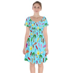 Beach Pattern Short Sleeve Bardot Dress by Valentinaart