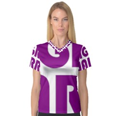 Migraine Warrior with Ribbon Women s V-Neck Sport Mesh Tee