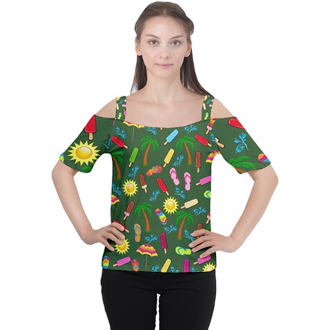 Beach Pattern Women s Cutout Shoulder Tee by Valentinaart