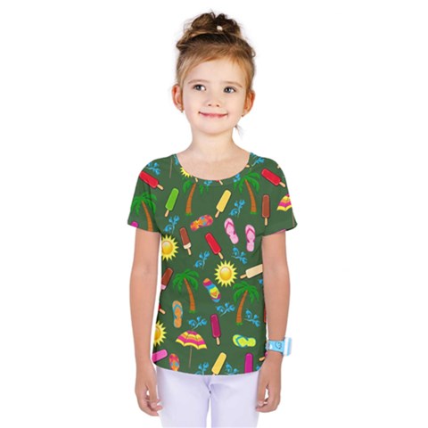 Beach Pattern Kids  One Piece Tee by Valentinaart