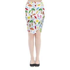 Beach Pattern Midi Wrap Pencil Skirt by Valentinaart