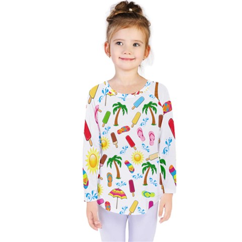 Beach Pattern Kids  Long Sleeve Tee by Valentinaart