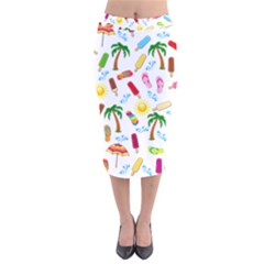 Beach Pattern Velvet Midi Pencil Skirt by Valentinaart