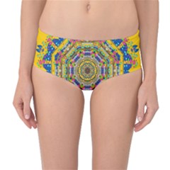 Happy Fantasy Earth Mandala Mid-waist Bikini Bottoms by pepitasart