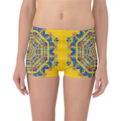 Happy Fantasy Earth Mandala Reversible Boyleg Bikini Bottoms by pepitasart