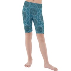 Wood And Stars In The Blue Pop Art Kids  Mid Length Swim Shorts by pepitasart