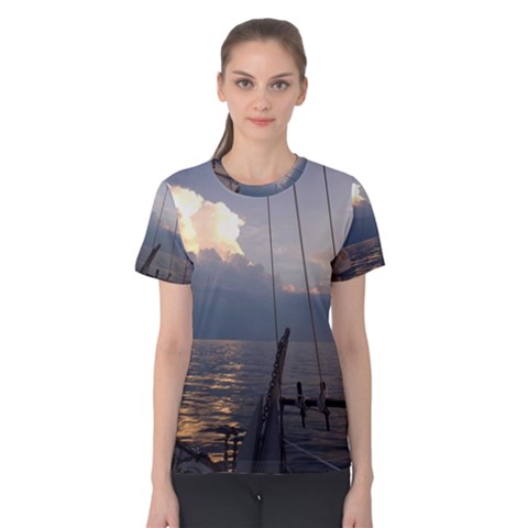 Sailing Into The Storm Women s Cotton Tee by oddzodd