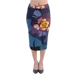 Flower Midi Pencil Skirt by oddzodd
