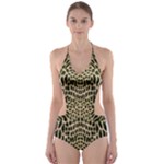 BROWN REPTILE Cut-Out One Piece Swimsuit