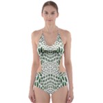 GREEN SNAKE TEXTURE Cut-Out One Piece Swimsuit