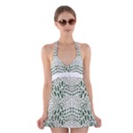 GREEN SNAKE TEXTURE Halter Swimsuit Dress