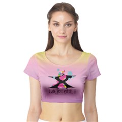 Unicorn - I Am Not Cute  Short Sleeve Crop Top (tight Fit)