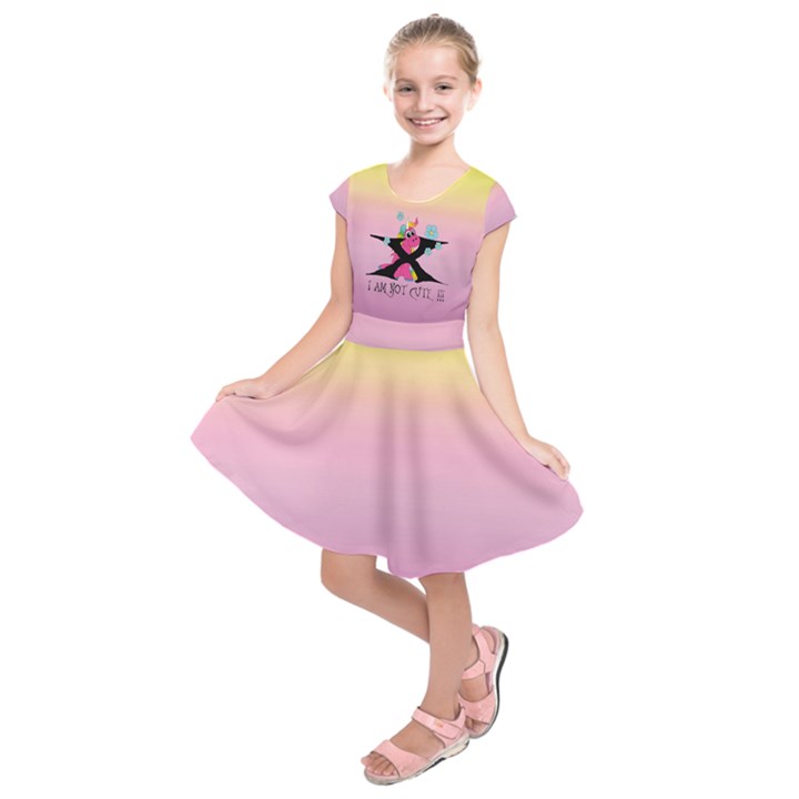 UNICORN - I AM NOT CUTE  Kids  Short Sleeve Dress