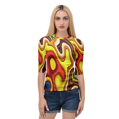 Colorful 3d Shapes               Women s Quarter Sleeve Raglan Tee by LalyLauraFLM