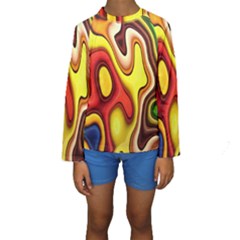 Colorful 3d Shapes                      Kid s Long Sleeve Swimwear