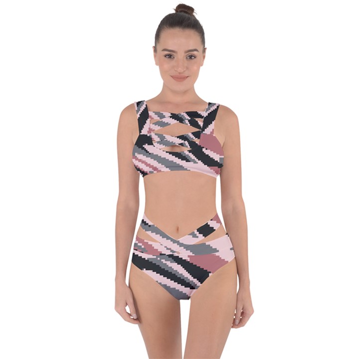 Pink Digital Camouflage Bandaged Up Bikini Set 
