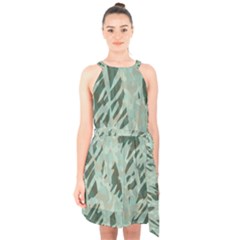 Forest Impressions Camo  Halter Collar Waist Tie Chiffon Dress by TRENDYcouture