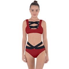 Red And Black Bandaged Up Bikini Set 