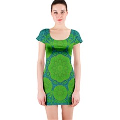 Summer And Festive Touch Of Peace And Fantasy Short Sleeve Bodycon Dress by pepitasart