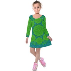 Summer And Festive Touch Of Peace And Fantasy Kids  Long Sleeve Velvet Dress by pepitasart