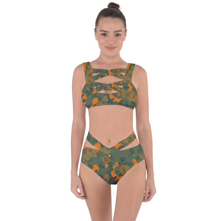 ORange Camo Melt Bandaged Up Bikini Set 