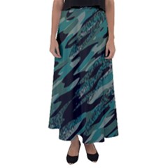 Teal Cat Camo Flared Maxi Skirt by TRENDYcouture