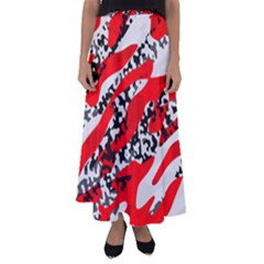 Red Hot Camo Flared Maxi Skirt