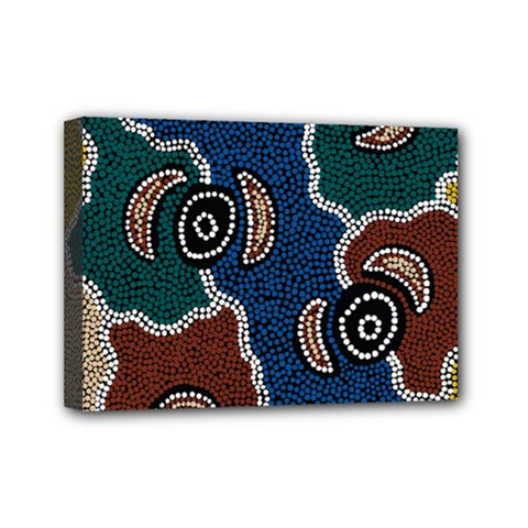 Aboriginal Art - Riverside Dreaming Mini Canvas 7  X 5 