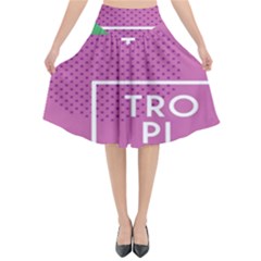 Behance Feelings Beauty Polka Dots Leaf Triangle Tropical Pink Flared Midi Skirt by Mariart