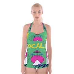 Behance Feelings Beauty Local Polka Dots Green Boyleg Halter Swimsuit  by Mariart