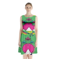 Behance Feelings Beauty Local Polka Dots Green Sleeveless Waist Tie Chiffon Dress by Mariart