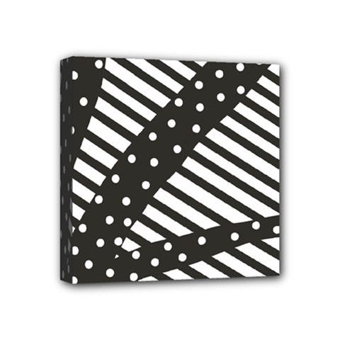 Ambiguous Stripes Line Polka Dots Black Mini Canvas 4  X 4 