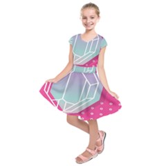Behance Feelings Beauty Polka Dots What Ever Leaf Diamon Pink Kids  Short Sleeve Dress by Mariart