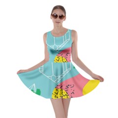 Behance Feelings Beauty Waves Blue Yellow Pink Green Leaf Skater Dress by Mariart