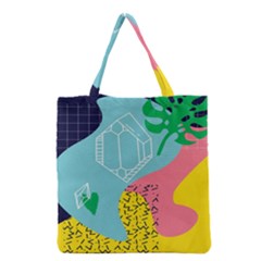 Behance Feelings Beauty Waves Blue Yellow Pink Green Leaf Grocery Tote Bag by Mariart