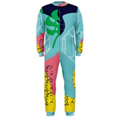 Behance Feelings Beauty Waves Blue Yellow Pink Green Leaf Onepiece Jumpsuit (men)  by Mariart