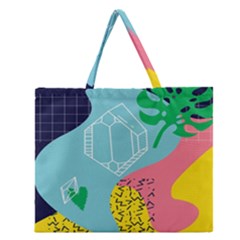 Behance Feelings Beauty Waves Blue Yellow Pink Green Leaf Zipper Large Tote Bag by Mariart