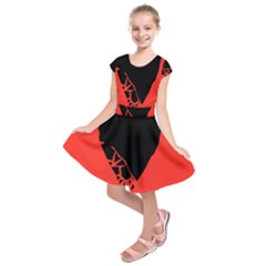 Broken Heart Tease Black Red Kids  Short Sleeve Dress by Mariart