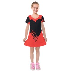 Broken Heart Tease Black Red Kids  Short Sleeve Velvet Dress
