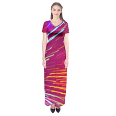 Zoom Colour Motion Blurred Zoom Background With Ray Of Light Hurtling Towards The Viewer Short Sleeve Maxi Dress by Mariart