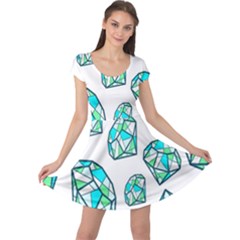 Brilliant Diamond Green Blue White Cap Sleeve Dresses by Mariart