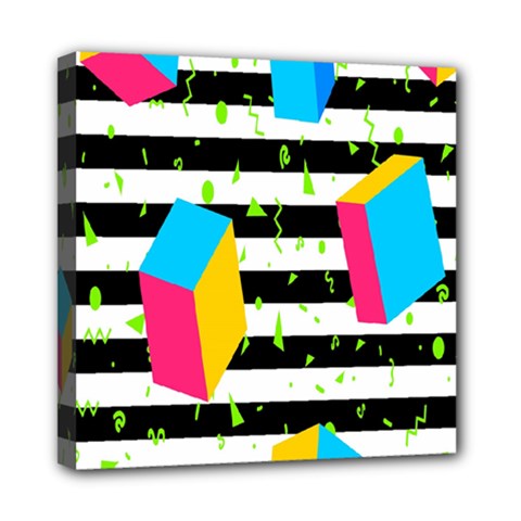 Cube Line Polka Dots Horizontal Triangle Pink Yellow Blue Green Black Flag Mini Canvas 8  X 8 